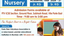 Parle Tilak Vidyalaya (ICSE) Announces Pre-Primary Admissions for 2026–27